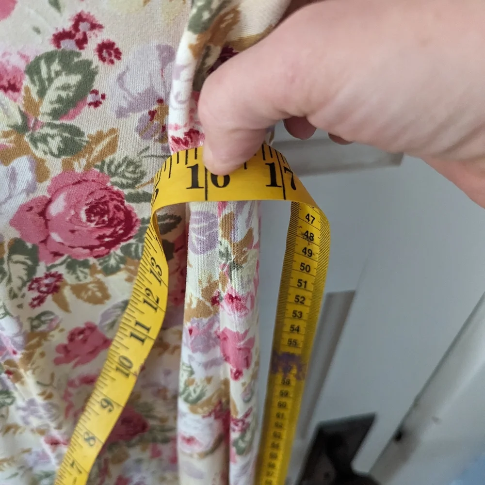 Vintage 70's Full Length Floral Dress with Lace Flutter Sleeves - Picture 6 of 6